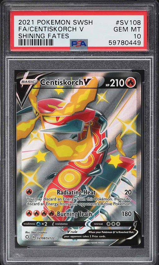 2021 Pokemon Sword & Shield Shining Fates Shiny Centiskorch V #SV108 PSA 10 GEM