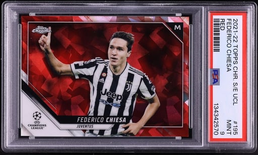 2021 Topps Chrome Sapphire Edition UEFA Red Federico Chiesa 1/5 #195 PSA 9 MINT