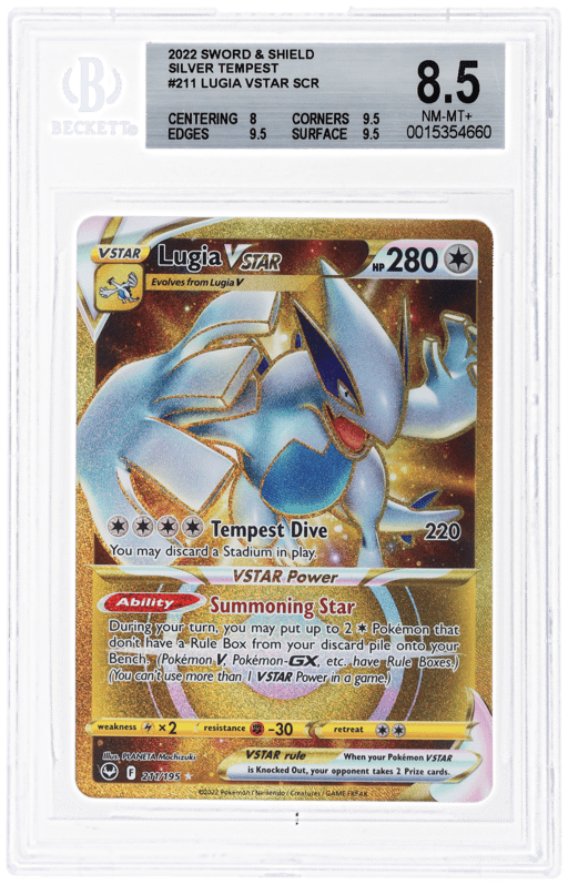 2022 Pokemon Sword and Shield Silver Tempest Secret Rare Lugia Vstar #211 BGS 8.5