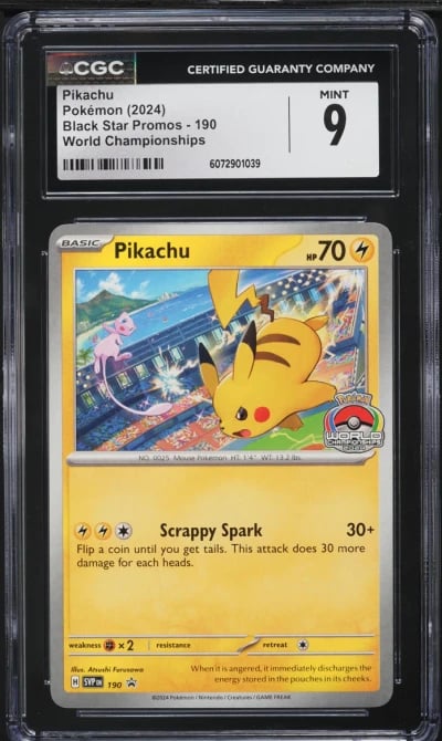 2024 Pokemon SV Black Star Promo World Championship Pikachu #190 CGC 9 MINT