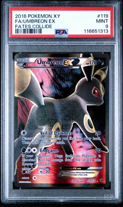 2016 POKEMON XY FATES COLLIDE #119 FULL ART/UMBREON EX PSA 9