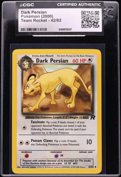 2000 Pokemon Team Rocket Dark Persian #42 CGC AUTH
