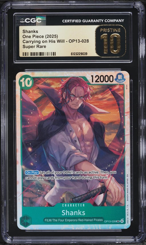 2025 One Piece Carrying On His Will SR Shanks #OP13-028 CGC 10 PRISTINE