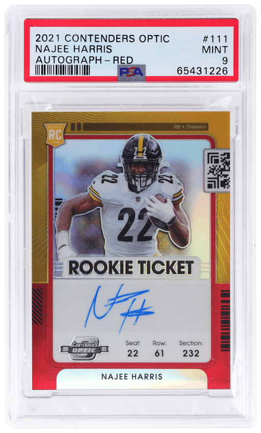 2021 Contenders Optic Autograph Red Najee Harris #111 20/99 PSA 9