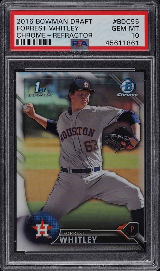 2016 Bowman Chrome Draft Refractor Forrest Whitley PROSPECT #BDC55 PSA 10 GEM MINT