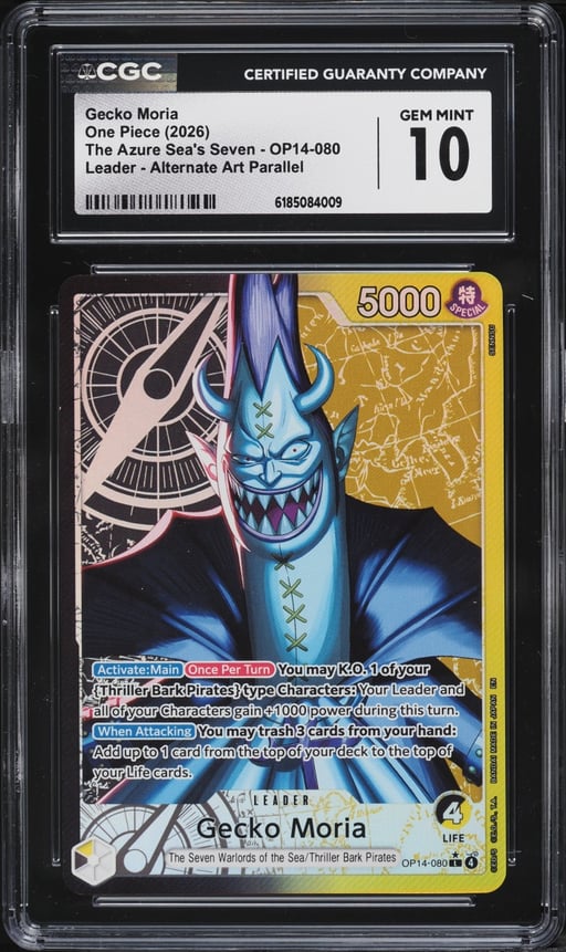 2026 One Piece The Azure Sea's Seven Alt Art Leader Gecko Moria #OP14-080 CGC 10 GEM MINT