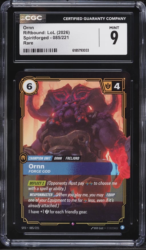 2026 Riftbound League Of Legends LoL Spiritforged Ornn #85 CGC 9 MINT