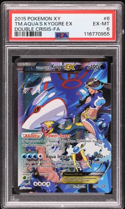 2015 Pokemon XY Double Crisis Full Art Team Aqua's Kyogre EX #6 PSA 6 EXMT