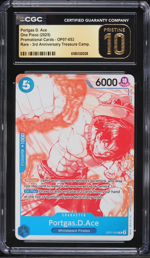 2025 One Piece Promo 3rd Anniversary Treasure Camp. Portgas D. Ace #OP07-053 CGC 10 PRISTINE