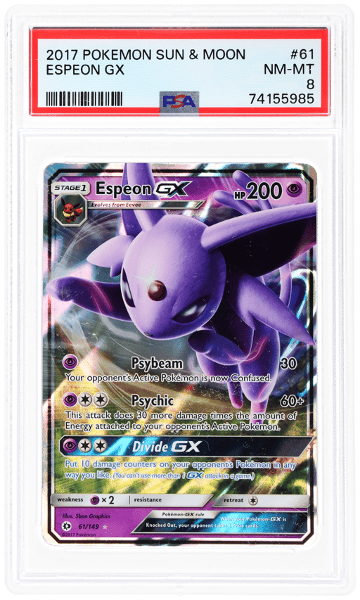2017 Pokemon Sun and Moon Espeon Gx #61 PSA 8