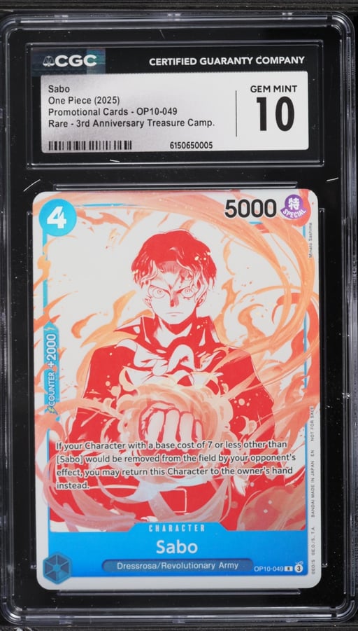 2025 One Piece Promo 3rd Anniversary Treasure Sabo #OP10-049 CGC 10 GEM MINT
