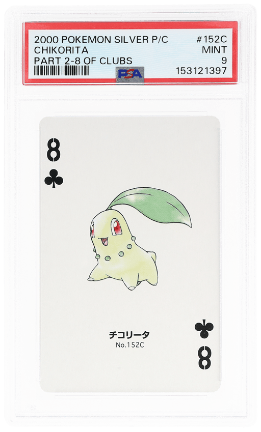 2000 Pokemon Silver Version Part 2 Playing Cards 8 of Clubs Chikorita #152C PSA 9