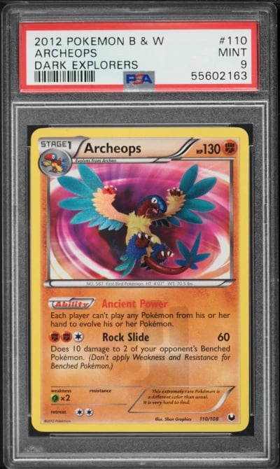2012 Pokemon Black & White Dark Explorers Archeops #110 PSA 9 MINT