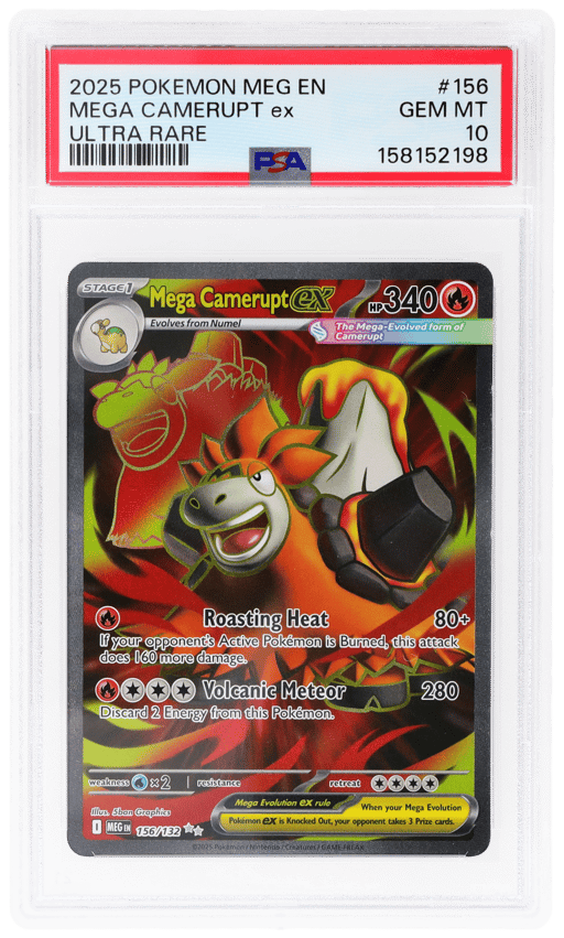 2025 Pokemon Mega Evolution Ultra Rare Mega Camerupt Ex #156 PSA 10