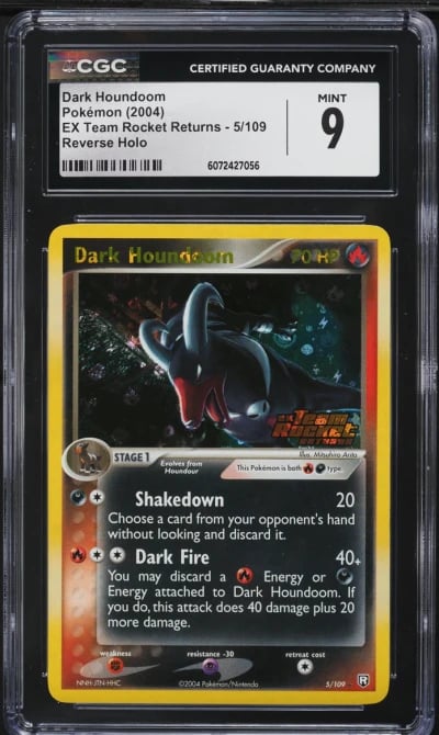 2004 Pokemon EX Team Rocket Returns Reverse Holo Dark Houndoom #5 CGC 9 MINT