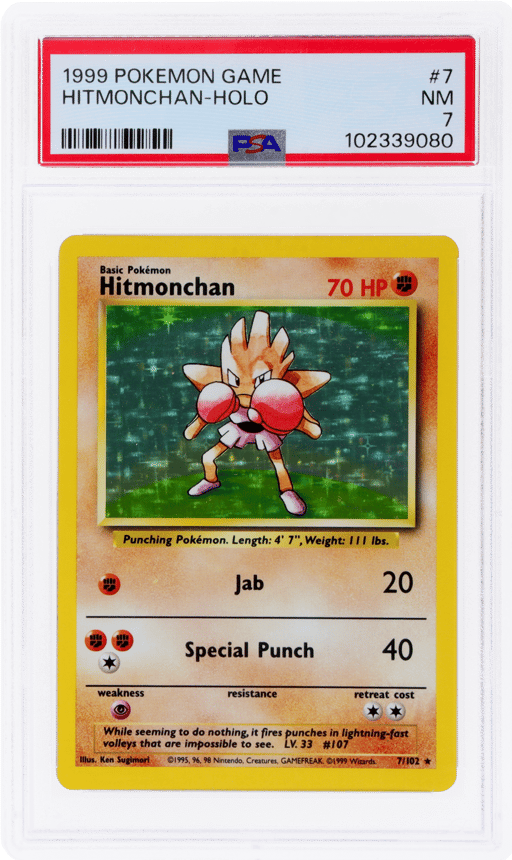 1999 Pokemon Base Set Holo Hitmonchan #7 PSA 7