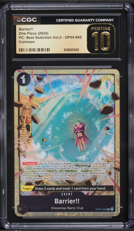 2024 One Piece PC Best Selection Volume 2 Alt Art Barrier!! #OP04-095 CGC 10 PRISTINE