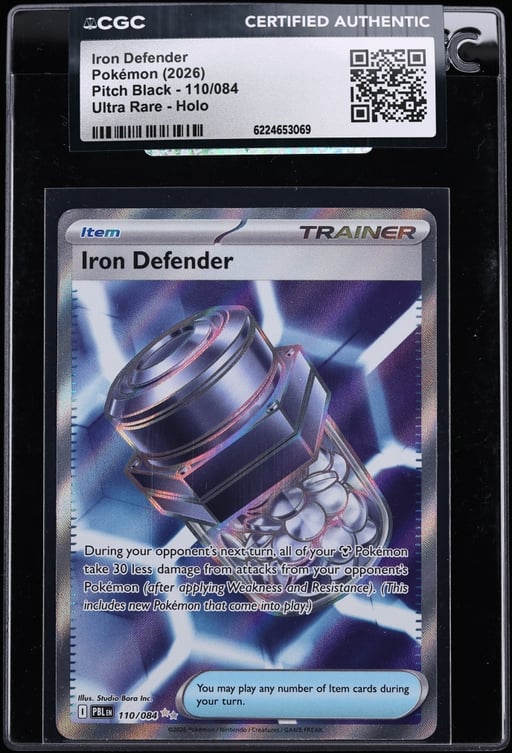 2026 Pokemon Mega Evolution Pitch Black Full Art Iron Defender #110 CGC AUTH