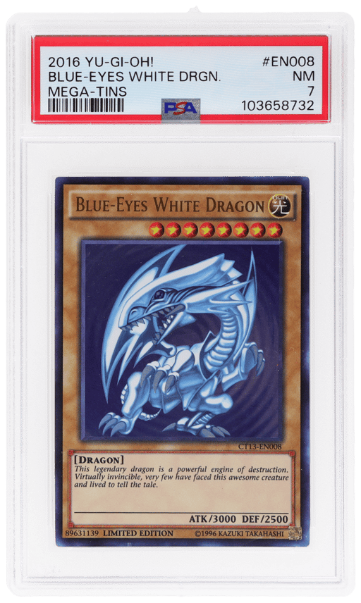 2016 Yu-Gi-Oh Mega Tin Promos Blue-Eyes White Dragon #CT13EN008 PSA 7