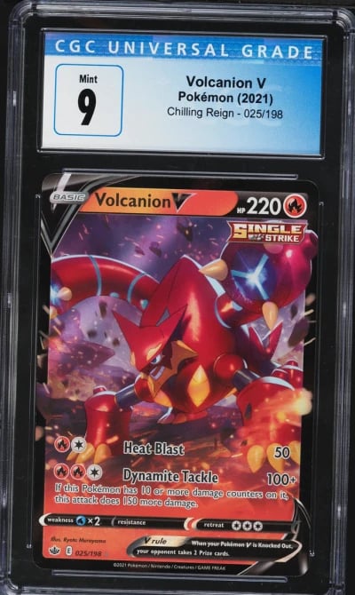 2021 Pokemon Sword & Shield Chilling Reign Holo Volcanion V #025 CGC 9 MINT