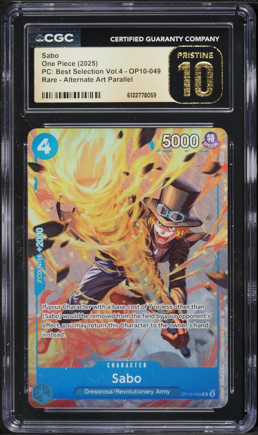 2025 One Piece PC Best Selection Volume 4 Alt Art Sabo #OP10-049 CGC 10 PRISTINE