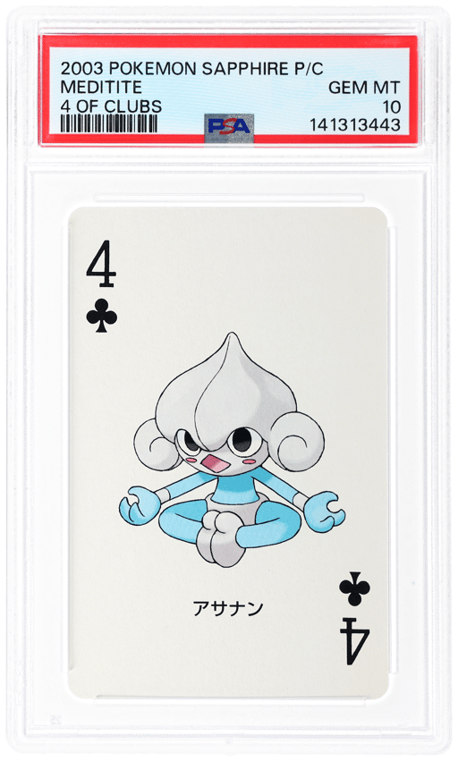 2003 Pokemon Sapphire Version Playing Cards Japanese 4 of Clubs Meditite PSA 10