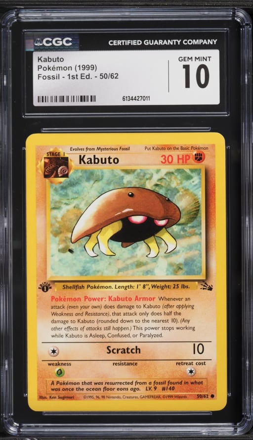1999 Pokemon Fossil 1st Edition Kabuto #50 CGC 10 GEM MINT