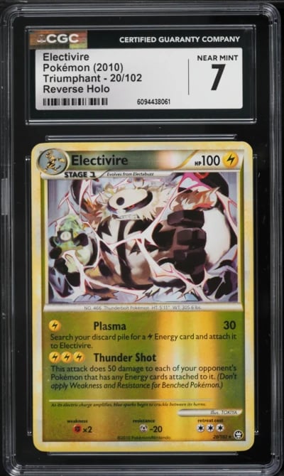 2010 Pokemon HeartGold & SoulSilver Triumphant Reverse Holo Electivire CGC 7 NRMT