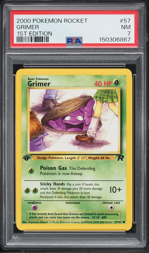 2000 Pokemon Team Rocket 1st Edition Grimer #57 PSA 7 NRMT