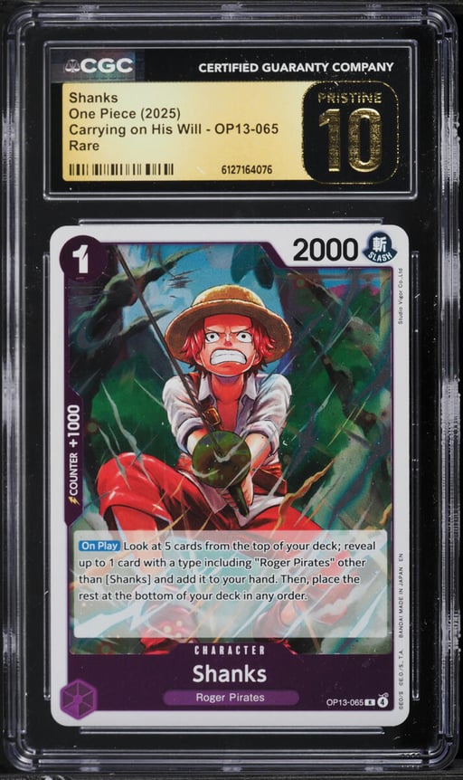 2025 One Piece Carrying On His Will Shanks #OP13-065 CGC 10 PRISTINE