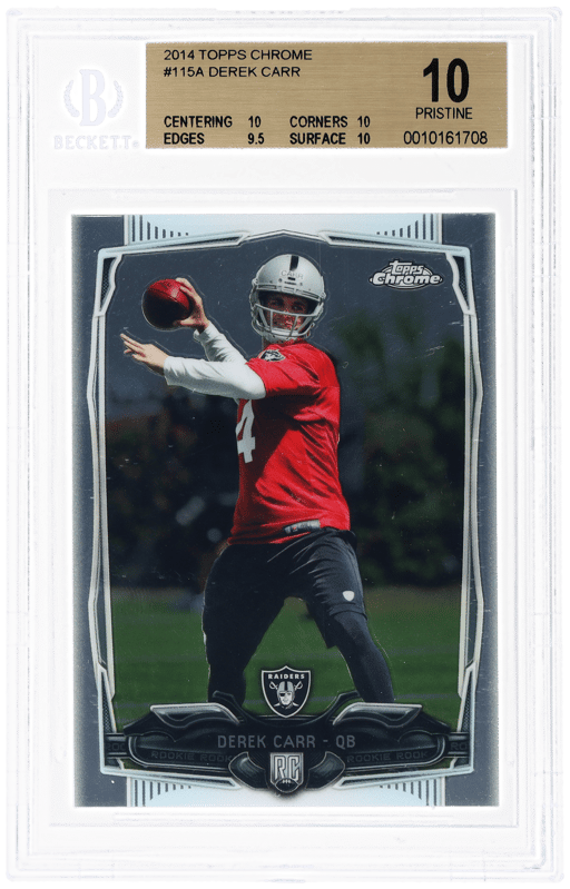 2014 Topps Chrome With Ball Derek Carr #115A BGS 10