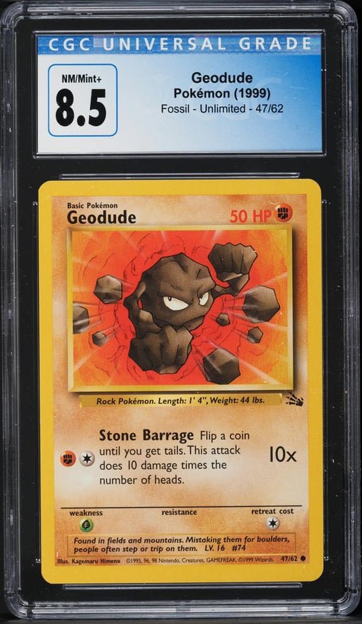 1999 Pokemon Fossil Geodude #47 CGC 8.5 NM-MT+