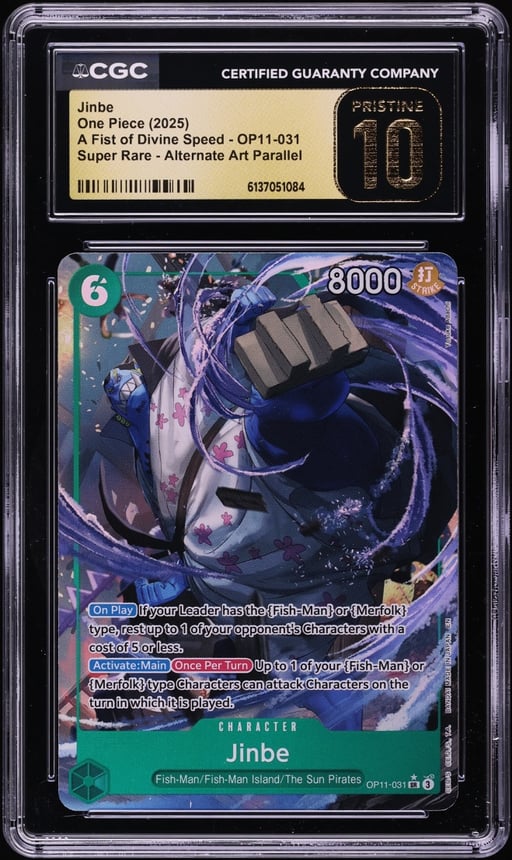 2025 One Piece A Fist Of Divine Speed Alt Art Jinbe #OP11-031 CGC 10 PRISTINE