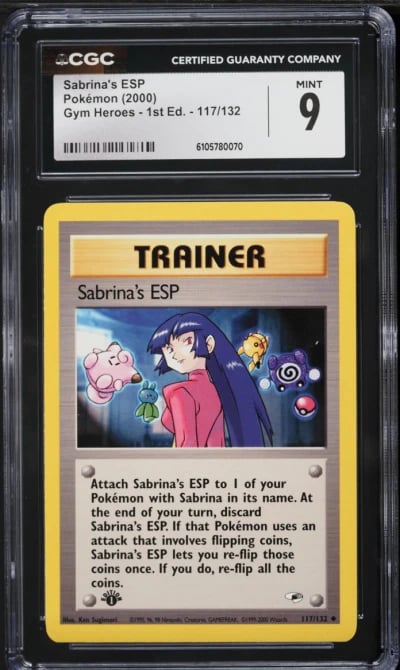 2000 Pokemon Gym Heroes 1st Edition Sabrina's ESP #117 CGC 9 MINT