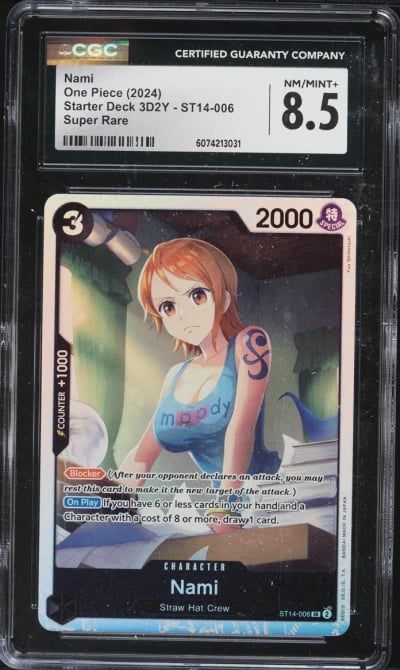 2024 One Piece Starter Deck 3D2Y Nami #ST14-006 CGC 8.5 NM-MT+