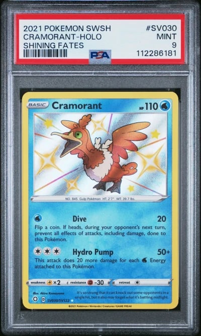 2021 POKEMON SWORD & SHIELD SHINING FATES #SV030 CRAMORANT-HOLO PSA 9