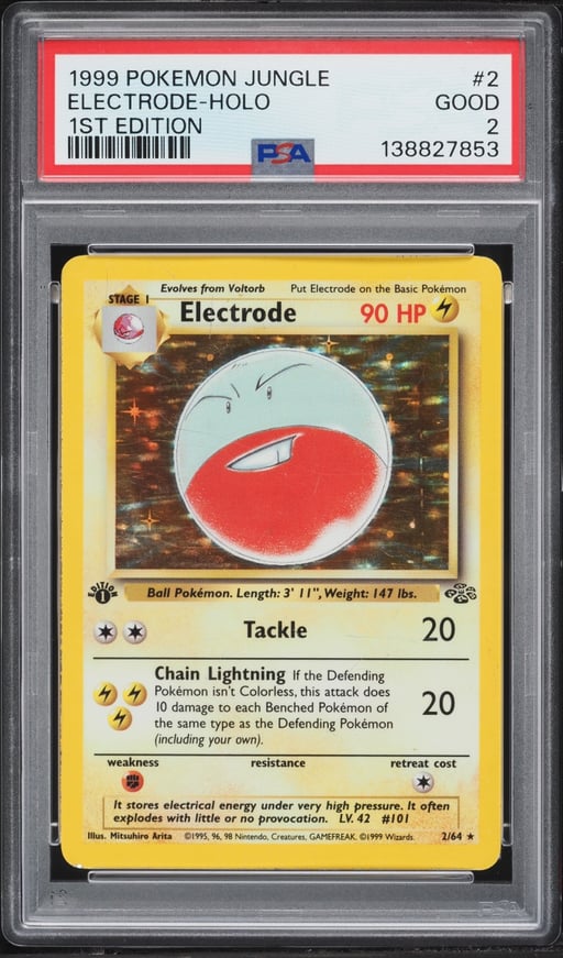 1999 Pokemon Jungle 1st Edition Holo Electrode #2 PSA 2 GD