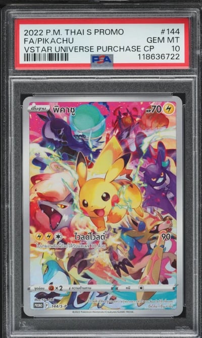 2022 Pokemon Thai SWSH Promo VSTAR Universe Purchase Pikachu #144 PSA 10 GEM