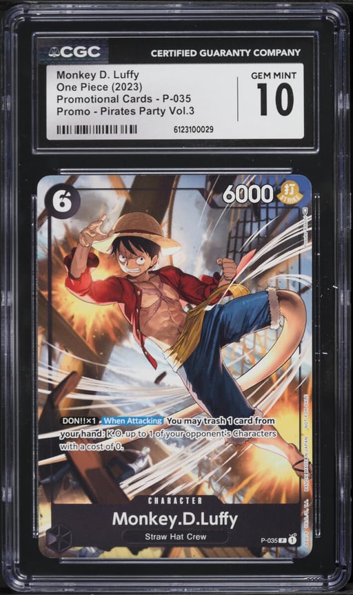 2023 One Piece Promotional Cards Pirates Party Vol.3 Monkey D. Luffy #P-035 CGC 10 GEM MINT