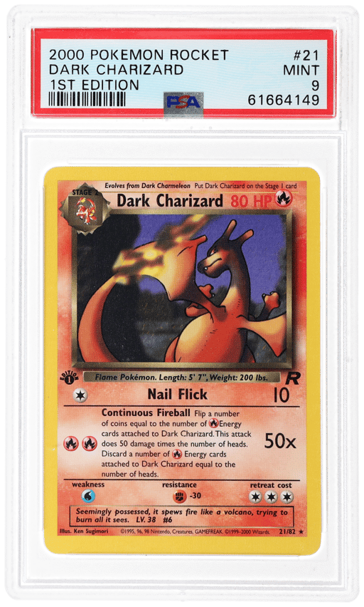 2000 Pokemon Team Rocket 1st Edition Dark Charizard #21 PSA 9