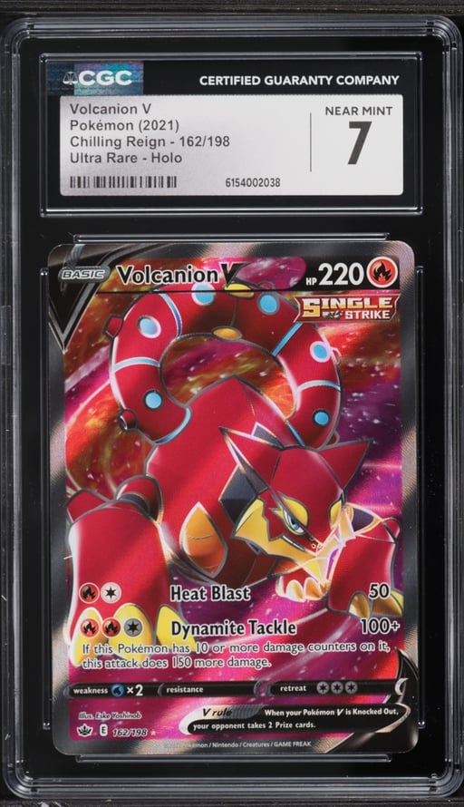 2021 Pokemon Sword & Shield Chilling Reign Full Art Volcanion V #162 CGC 7 NRMT
