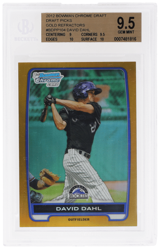2012 Bowman Draft Chrome Gold Refractor David Dahl #BDPP104 37/50 BGS 9.5