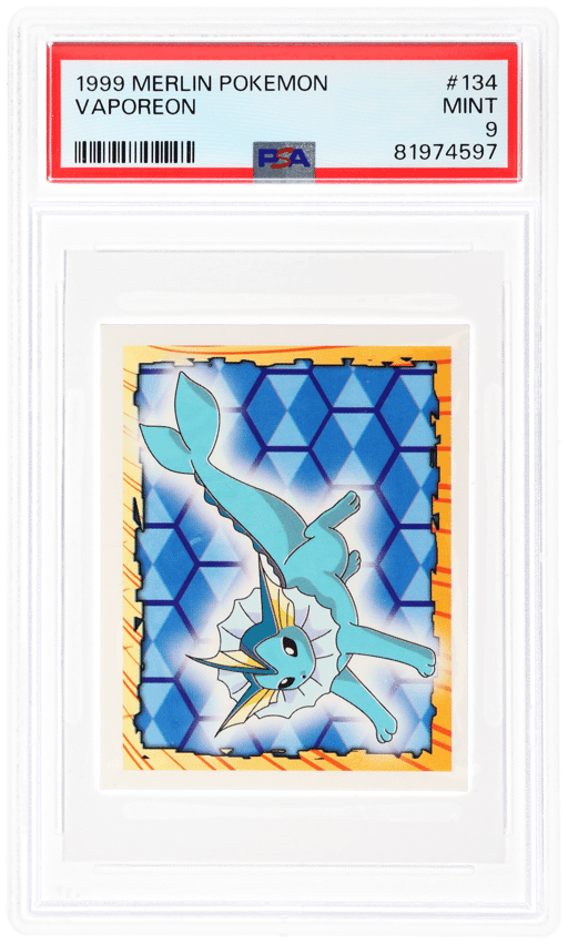 1999 Merlin Pokemon Vaporeon #134 PSA 9