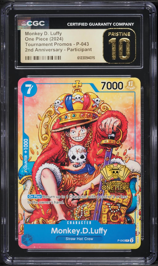 2024 One Piece Tournament Promo 2nd Anniversary Monkey D. Luffy #P-043 CGC 10 PRISTINE