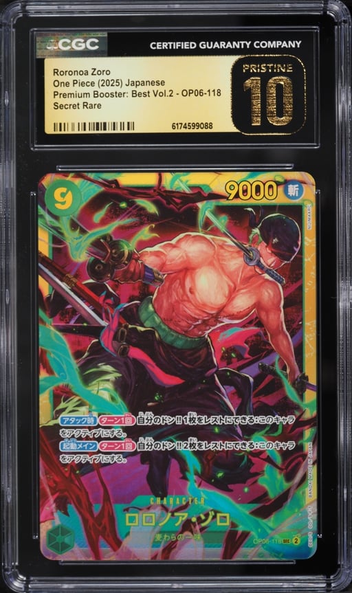 2025 One Piece Japanese Premium Booster Best Vol. 2 SEC Roronoa Zoro #OP06-118 CGC 10 PRISTINE