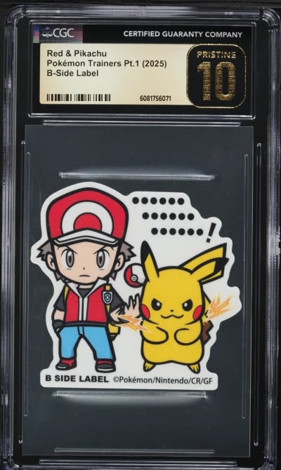 2025 Pokemon Japanese Trainers Part 1 B-Side Label Red & Pikachu CGC 10 PRISTINE