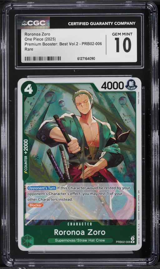 2025 One Piece Premium Booster Best Volume 2 Roronoa Zoro #PRB02-006 CGC 10 GEM MINT