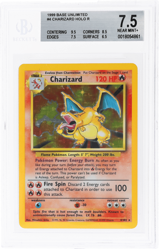 1999 Pokemon Base Set Holo Charizard #4 BGS 7.5