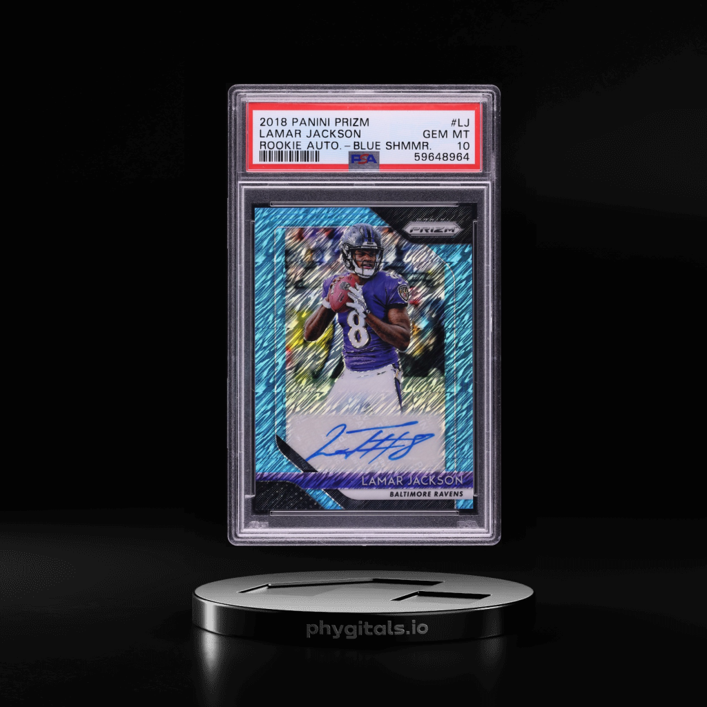 Blue Shimmer Lamar Jackson ROOKIE AUTO card artwork
