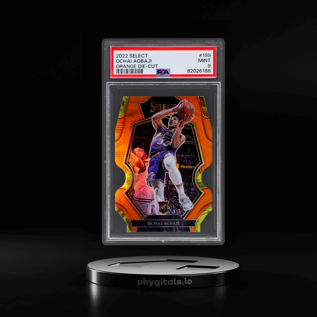Premier Level Die Cut Orange Prizm Ochai Agbaji card artwork